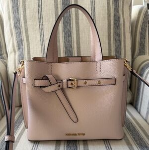Michael Kors Light Pink Satchel Buckle Accent Detachable Strap Gold Hardware